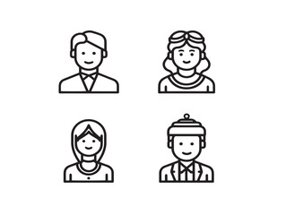 Immigration Symbol Collection Minimal Line Art Vector Illustration