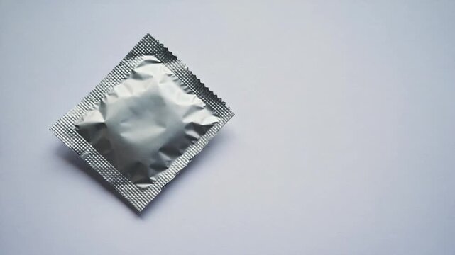 Condom on a gray background.
