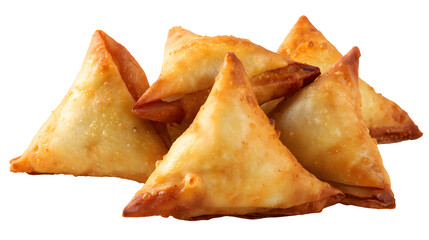 Pile of Golden Fried Samosas Against a Black Background pastry golden brown isolated on a transparent background