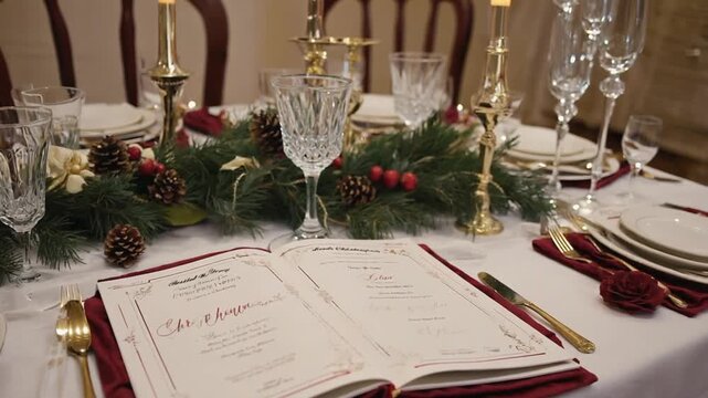 Christmas menu in a restaurant.