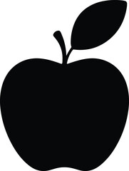 Black apple fruit silhouette vector illustration representing healthy nutrition, fresh organic food, natural diet, wellness, agriculture, lifestyle, and minimalist icon design