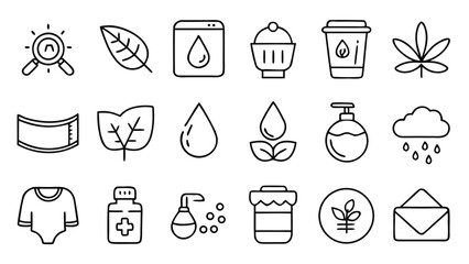 An assortment of food icons illustrating diverse categories such as fruits, vegetables, and cooked dishes..eps