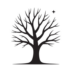 Winter Tree Silhouettes Isolated on a white background
