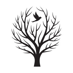 Winter Tree Silhouettes Isolated on a white background