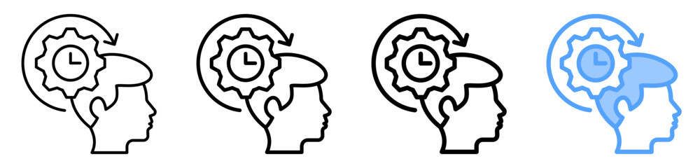 Self Discipline Icon Different Style Outline Collection Set 