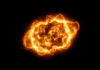 Fiery Explosion of Energy on Black Background.