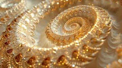 Fototapeta premium Luminous fractal spiral fireworks with golden and silver particles in a cosmic festive backdrop