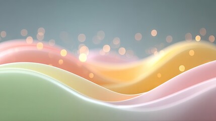 Abstract Fluid Gradient Pastel Waves with Bokeh Lights on Gray Background