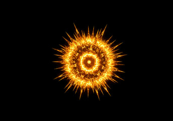Fototapeta premium Fiery Abstract Burst with Sharp Spikes on Black Background.