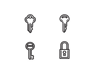 Elegant Lock Security Symbol Outline Vector Illustration Design