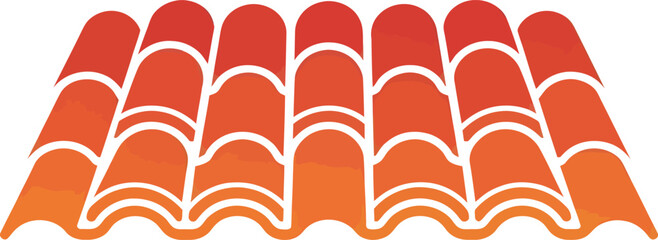 A graphic illustration of overlapping terracotta roof tiles with a red and orange gradient, isolated on a white background.