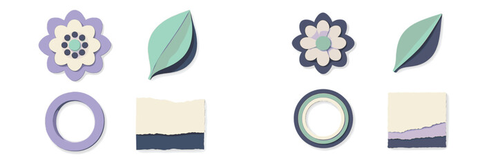 Colorful paper craft elements arranged for crafting activities in a creative workspace