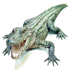 Crocodile, watercolor illustration vector, isolated on a white background.