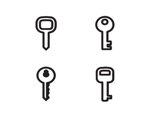 Modern Key And Lock Minimal Line Art Vector Icon