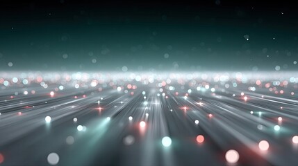 Abstract Futuristic Holographic Interface With Dotted Light Particle in Teal Gradient Background