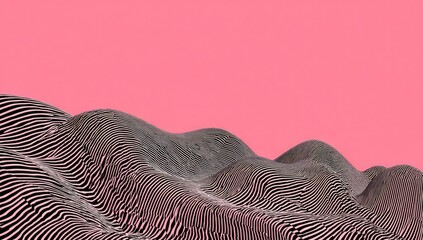 Abstract wavy hills against a pink background