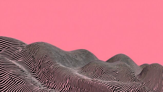 Abstract wavy hills against a pink background - Powered by Adobe