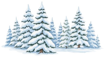 Scenic view of snow-covered trees, winter landscape, serene environment, tranquil scene, nature illustration