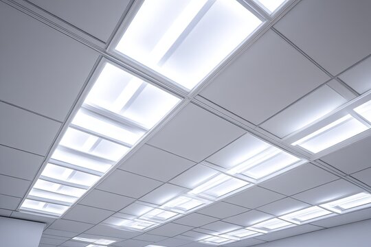 Modern office ceiling with recessed lighting