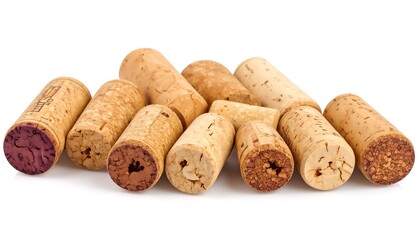 Group of corks from wine bottles isolated on a white background