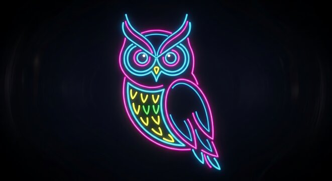 Neon owl symbol.