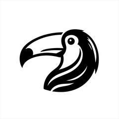 Stylized black and white toucan bird icon