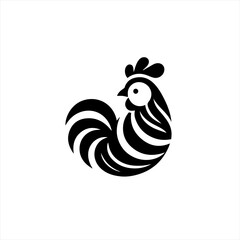 Stylized black and white rooster silhouette icon