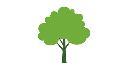 Simple illustration of a green tree on a white background, nature and spring