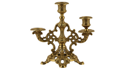 Ornate Brass Candelabra with Three Branches candlestick