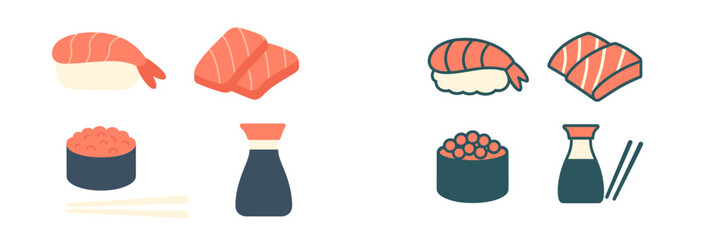 Sushi and sashimi variety displayed with soy sauce, chopsticks, and colorful ingredients at a Japanese restaurant