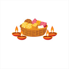 Happy Diwali Colorful Typography with Sparkles – Festival Greeting Vector on White Background