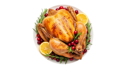 Roasted Whole Chicken with Garnish on White Plate roasted chicken