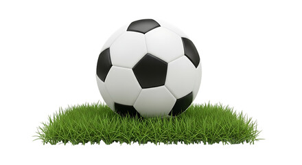 Fototapeta premium Soccer ball on a patch of green grass Keywords: soccer ball, football, sport, game, grass, green
