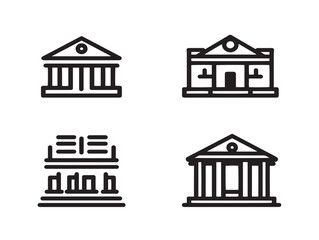 Creative Library Building Icon Outline Vector Illustration Design