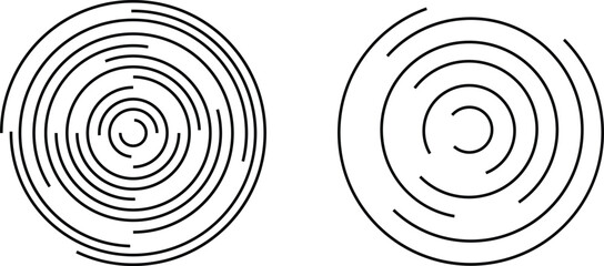 Abstract linear circle pattern set geometric decorative vector elements.