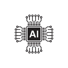 AI Microchip Vector Icon