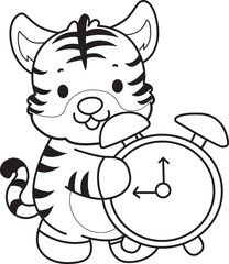 Obraz premium Coloring book of cute tiger character vector clip art for children. 