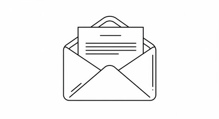 Open Envelope With A Note: A straightforward and sleek vector illustration of an open envelope, with a note visible within, conveying the essence of communication, correspondence.