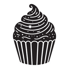 Silhouette of a Decorated Cupcake