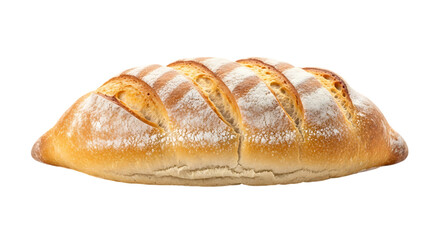 Freshly baked loaf of bread sourdough with flour crust artisan bakery food photography delicious 100 char transparent background