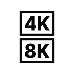 4k and 8k ultra hd screen resolution badge icon design isolated on white background