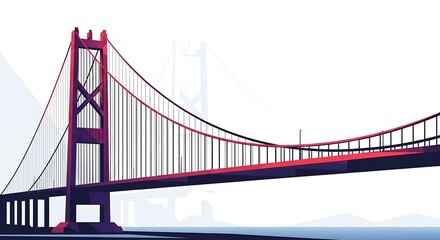 Fototapeta premium Red Bridge Vector Art.