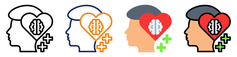 Mental Health Icon Multiple Style Collection Set 