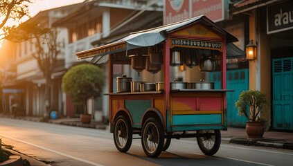Vintage street with classic car