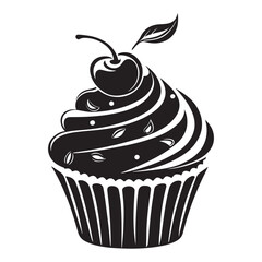 Silhouette of a Decorated Cupcake