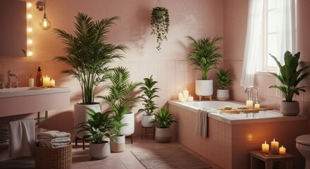 Relaxing spa bathroom retreat home sanctuary interior design cozy environment aesthetic viewpoint