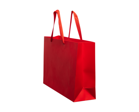 Red recycled shopping bag isolated on transparent PNG. This concept is perfect for shopping, business, environment, advertising, and lifestyle themes.
