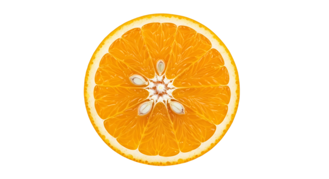 Isolated orange slice fruit citrus vitamin c healthy eating fresh juice ingredient food photography closeup detail transparent background