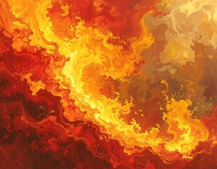 Obraz premium Abstract fiery swirls of orange and red, creating a dynamic, textured effect