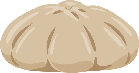 A detailed illustration of a steamed baozi, a type of Chinese bun, with a light brown color.